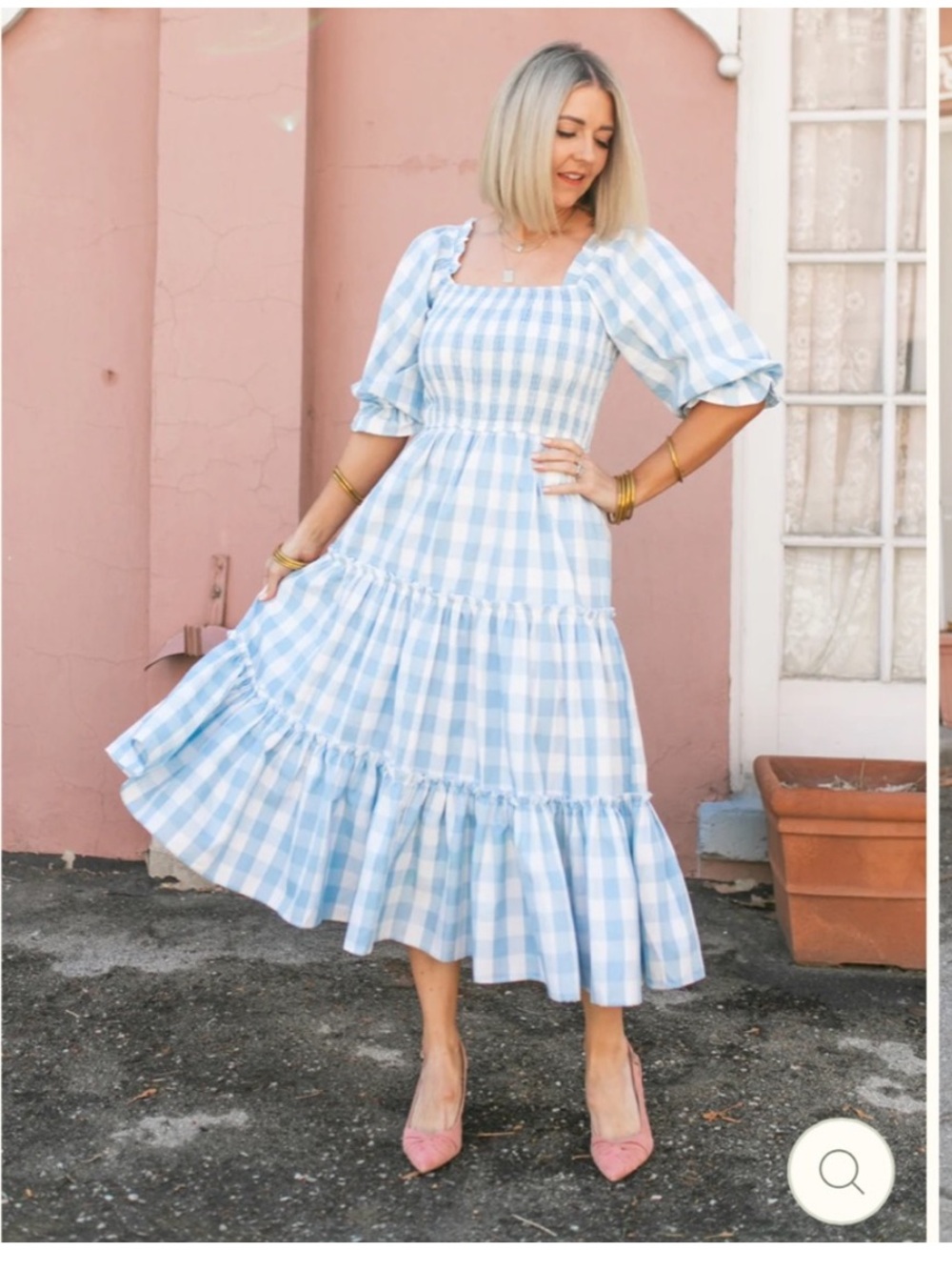Ivy city co Mia gingham dress in blue xs